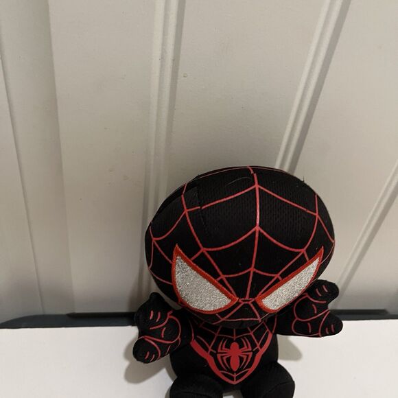 TY Spider-Man Plush 6" Black Red Miles Morales Silver Glittery Eyes - Picture 2 of 8